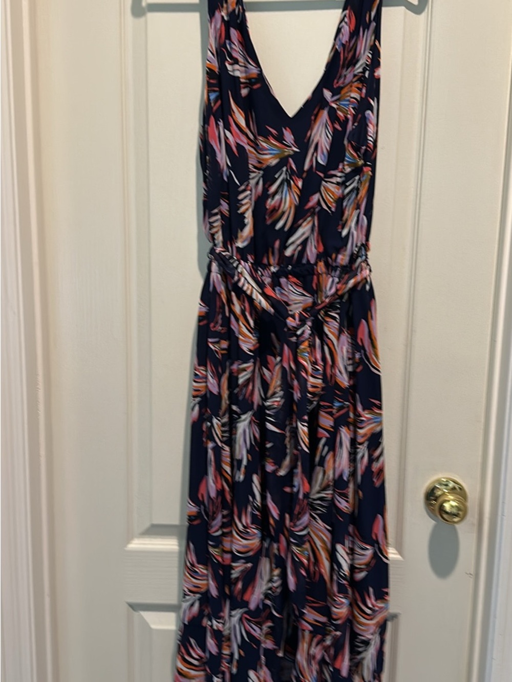 Navy Multi-Color Gorgeous Lane Bryant size 20W V-Neck Maxi Dress